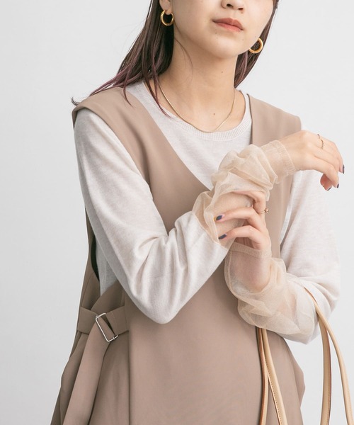 KBF（ケイビーエフ）の「ガラススリーブニット（ニット/セーター・レディース・ベージュ系その他/ブラウン系その他/ブラック系その他・ONE）」の3枚目の写真