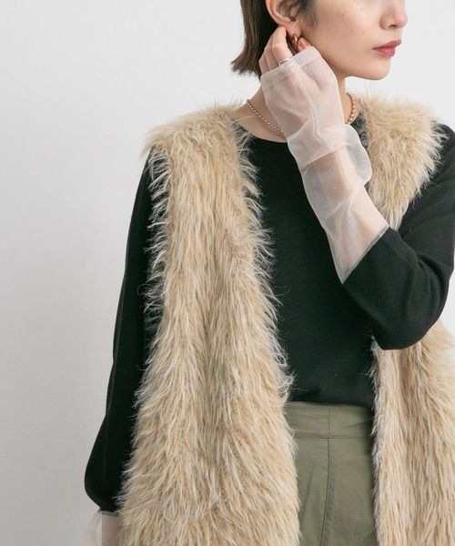 KBF（ケイビーエフ）の「ガラススリーブニット（ニット/セーター・レディース・ベージュ系その他/ブラウン系その他/ブラック系その他・ONE）」の10枚目の写真