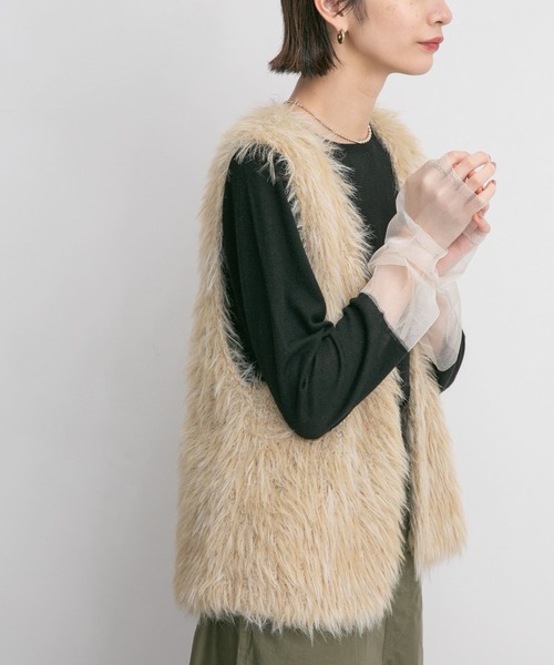 KBF（ケイビーエフ）の「ガラススリーブニット（ニット/セーター・レディース・ベージュ系その他/ブラウン系その他/ブラック系その他・ONE）」の8枚目の写真