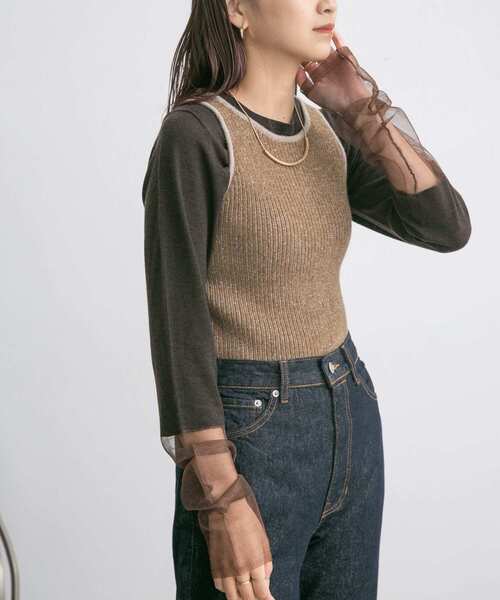 KBF（ケイビーエフ）の「ガラススリーブニット（ニット/セーター・レディース・ベージュ系その他/ブラウン系その他/ブラック系その他・ONE）」の20枚目の写真