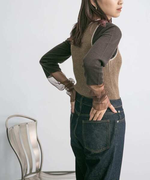 KBF（ケイビーエフ）の「ガラススリーブニット（ニット/セーター・レディース・ベージュ系その他/ブラウン系その他/ブラック系その他・ONE）」の21枚目の写真
