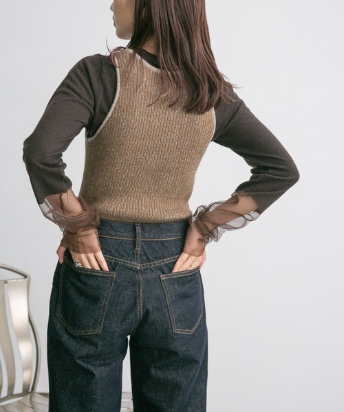 KBF（ケイビーエフ）の「ガラススリーブニット（ニット/セーター・レディース・ベージュ系その他/ブラウン系その他/ブラック系その他・ONE）」の22枚目の写真