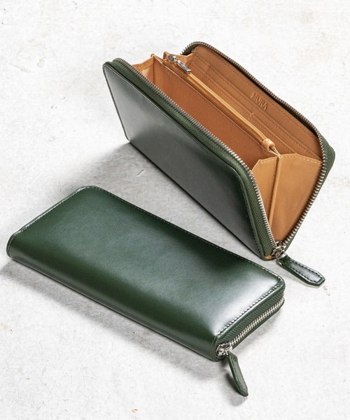 【セール】コードバン調 牛本革 フルグレイン スムースレザー YKKラウンドファスナー 長財布（財布）｜MURA（ムラ）