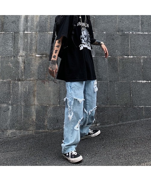 DEVICE(デバイス)の「ルーズデザイン ダメージ デニムパンツ(デニムパンツ・メンズ・ブラック/ブルー・FREE)」の3枚目の写真