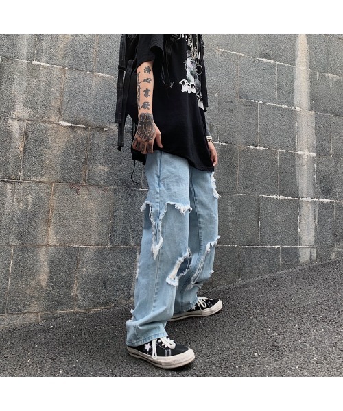 DEVICE(デバイス)の「ルーズデザイン ダメージ デニムパンツ(デニムパンツ・メンズ・ブラック/ブルー・FREE)」の4枚目の写真
