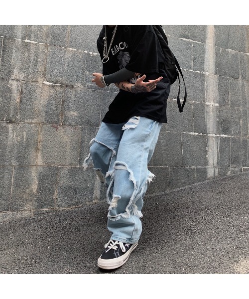 DEVICE(デバイス)の「ルーズデザイン ダメージ デニムパンツ(デニムパンツ・メンズ・ブラック/ブルー・FREE)」の15枚目の写真