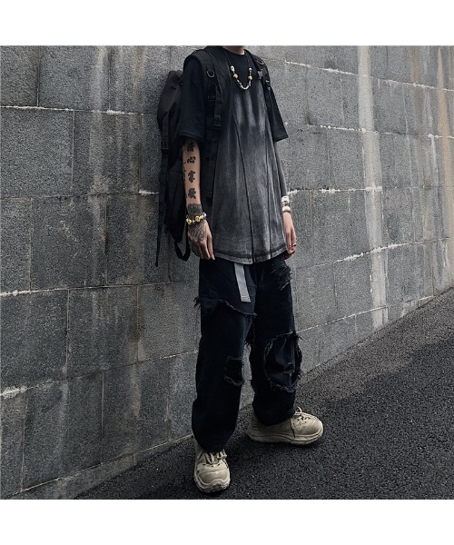 DEVICE(デバイス)の「ルーズデザイン ダメージ デニムパンツ(デニムパンツ・メンズ・ブラック/ブルー・FREE)」の5枚目の写真