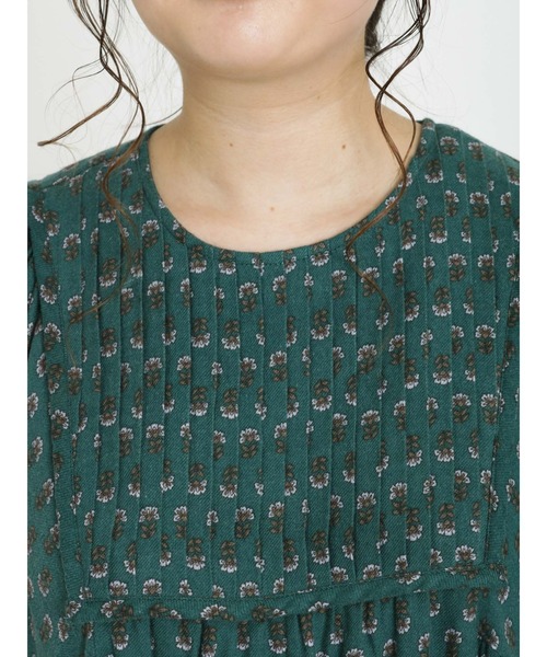 Samansa Mos2（サマンサ モスモス）の「花柄胸元ピンタックワンピース（ワンピース・レディース・ブラック/グリーン/ボルドー・ﾌﾘ-）」の14枚目の写真