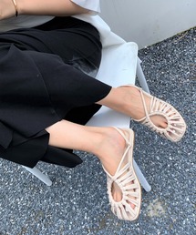 IAMUSE | クロスデザインストラップ　オーバル編みメッシュサンダル S0796【IAMUSE】(サンダル)