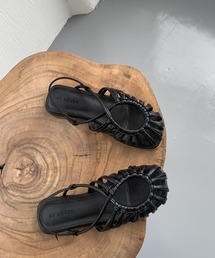 IAMUSE（アイアミューズ）の「クロスデザインストラップ　オーバル編みメッシュサンダル S0796【IAMUSE】（サンダル・レディース）」