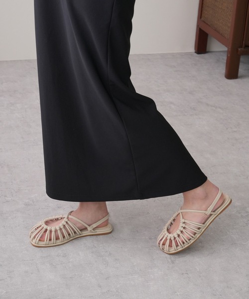 IAMUSE（アイアミューズ）の「クロスデザインストラップ　オーバル編みメッシュサンダル S0796【IAMUSE】（サンダル・レディース・ブラック/アイボリー・40/38/39/36/37）」の16枚目の写真