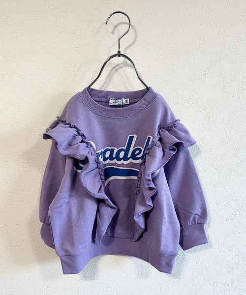 Life Support Products（ライフサポートプロダクツ）の「ボリュームフリルトレーナー（80～150cm）（スウェット・キッズ・レッド/ラベンダー/チャコール/オフホワイト・80/90/95/100/110/120/130/140/150）」の4枚目の写真