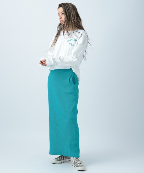 BAYFLOW（ベイフロー）の「リブタイトスカート（スカート・レディース・ライトグレー/ブラック/ターコイズブルー/グリーン系1/パープル・SMALL/MEDIUM）」の16枚目の写真