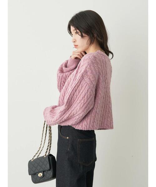 earth music&ecology（アースミュージックアンドエコロジー）の「ショートケーブルニットプルオーバー（ニット/セーター・レディース・アイボリー/ブルー/パープル/ベージュ/イエロー・FREE）」の17枚目の写真