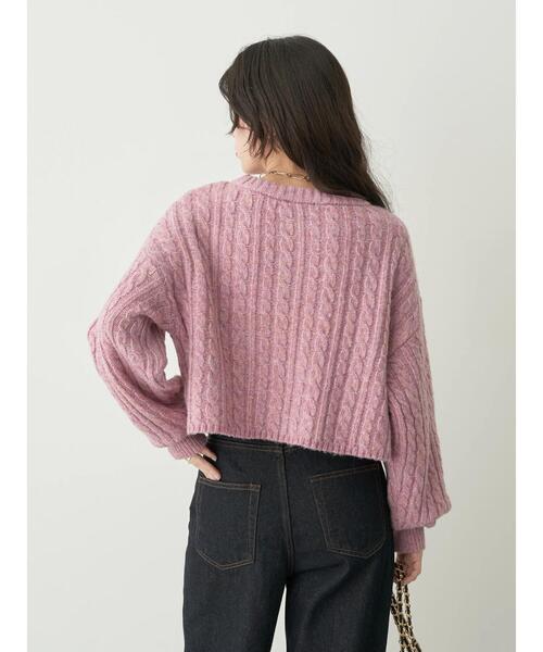 earth music&ecology（アースミュージックアンドエコロジー）の「ショートケーブルニットプルオーバー（ニット/セーター・レディース・アイボリー/ブルー/パープル/ベージュ/イエロー・FREE）」の18枚目の写真