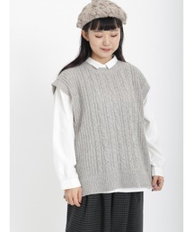 Samansa Mos2 | モヘアタッチケーブル柄ニットベスト(ベスト)