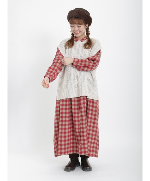 Samansa Mos2（サマンサ モスモス）の「モヘアタッチケーブル柄ニットベスト（ベスト・レディース・モカ/チャコール/キナリ/ベージュ・ﾌﾘ-）」の21枚目の写真