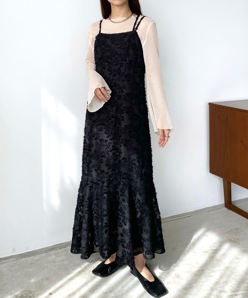 callautia（カラウティア）の「ジャガードキャミワンピース（ワンピース・レディース・グリーン/アイボリー/ブラック/ブラウン/グレー/ホワイト系その他2/ブラック系その他2/ブラック系その他/ホワイト系その他・SMALL/MEDIUM/LARGE/X-LARGE）」の22枚目の写真