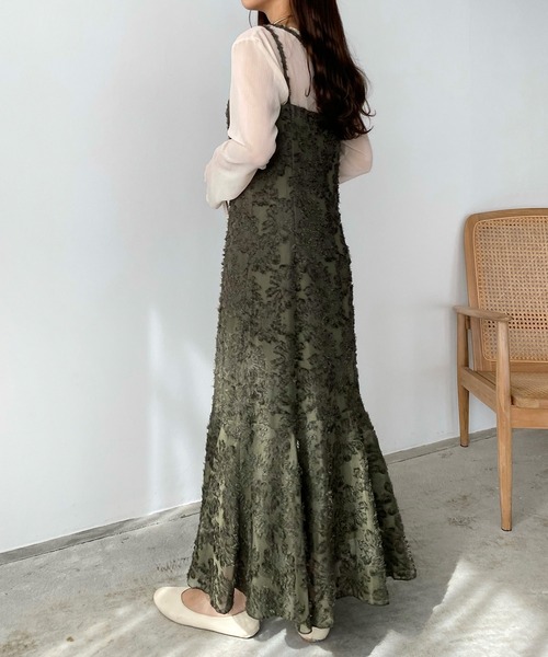 callautia（カラウティア）の「ジャガードキャミワンピース（ワンピース・レディース・グリーン/アイボリー/ブラック/ブラウン/グレー/ホワイト系その他2/ブラック系その他2/ブラック系その他/ホワイト系その他・SMALL/MEDIUM/LARGE/X-LARGE）」の12枚目の写真