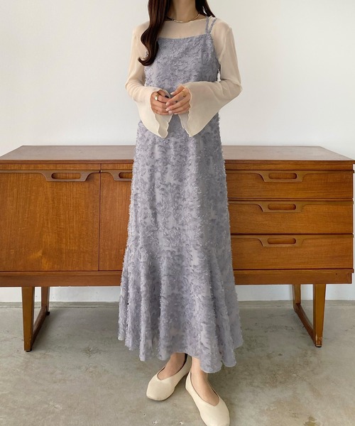 callautia（カラウティア）の「ジャガードキャミワンピース（ワンピース・レディース・グリーン/アイボリー/ブラック/ブラウン/グレー/ホワイト系その他2/ブラック系その他2/ブラック系その他/ホワイト系その他・SMALL/MEDIUM/LARGE/X-LARGE）」の13枚目の写真