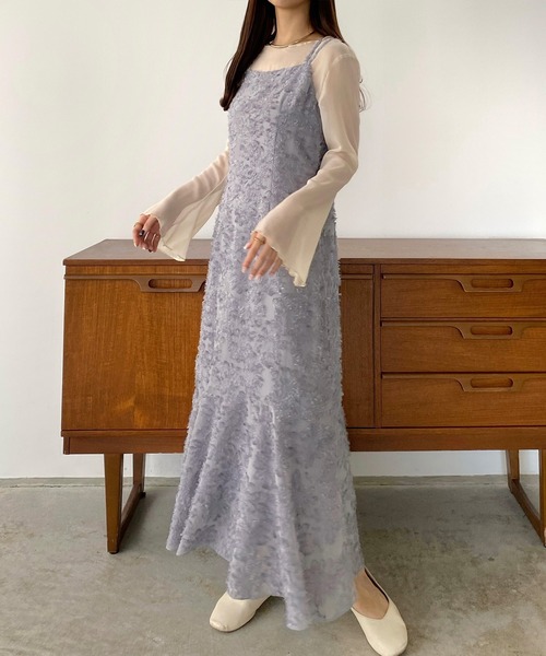 callautia（カラウティア）の「ジャガードキャミワンピース（ワンピース・レディース・グリーン/アイボリー/ブラック/ブラウン/グレー/ホワイト系その他2/ブラック系その他2/ブラック系その他/ホワイト系その他・SMALL/MEDIUM/LARGE/X-LARGE）」の14枚目の写真