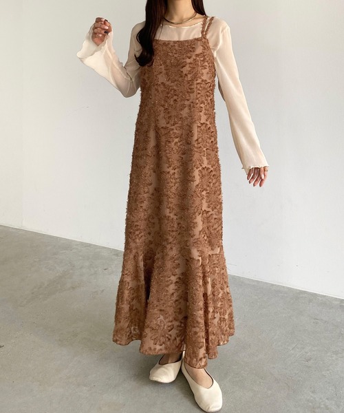 callautia（カラウティア）の「ジャガードキャミワンピース（ワンピース・レディース・グリーン/アイボリー/ブラック/ブラウン/グレー/ホワイト系その他2/ブラック系その他2/ブラック系その他/ホワイト系その他・SMALL/MEDIUM/LARGE/X-LARGE）」の16枚目の写真