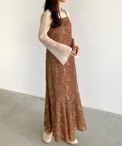 callautia（カラウティア）の「ジャガードキャミワンピース（ワンピース・レディース・グリーン/アイボリー/ブラック/ブラウン/グレー/ホワイト系その他2/ブラック系その他2/ブラック系その他/ホワイト系その他・SMALL/MEDIUM/LARGE/X-LARGE）」の17枚目の写真