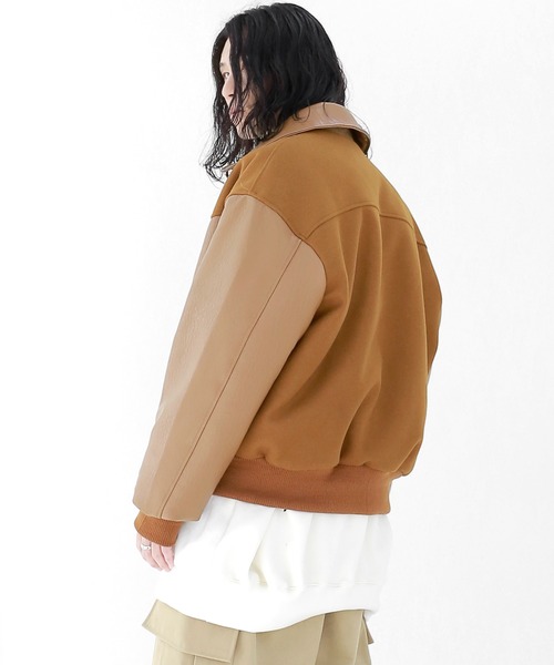 minsobi（ミンソビ）の「ウール混異素材ブルゾン ビッグシルエット 