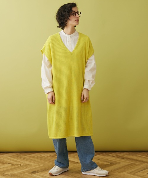 CRAFT STANDARD BOUTIQUE（クラフトスタンダードブティック）の「ジレニットワンピース（ワンピース・レディース・イエロー/ブラック/サックスブルー・FREE）」の3枚目の写真