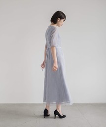 Kaene シアーレースパイピングワンピースドレス 結婚式 kaene カエン シアーレースパイピングドレス ピンクベージュ/M