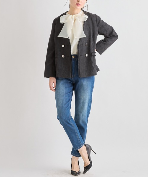 tocco closet ノーカラージャケット ブークレジャコット　ブラック tocco closet ノーカラージャケット ブークレジャコット ブラック