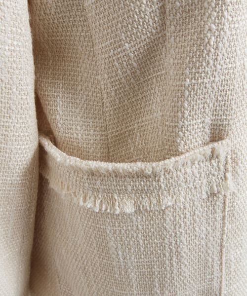 tocco closet（トッコ　クローゼット）の「ポケット付きフリンジツイードノーカラージャケット（ノーカラージャケット・レディース・ブラック/サックスブルー/アイボリー・M）」の18枚目の写真
