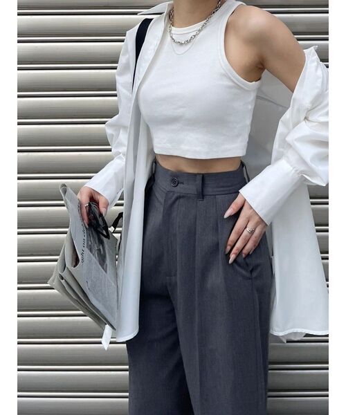 EVRIS（エヴリス）の「タックワイドパンツ【セットアップ着用可能】（その他パンツ・レディース・パープル/ブラック/グレー・SMALL/MEDIUM）」の4枚目の写真