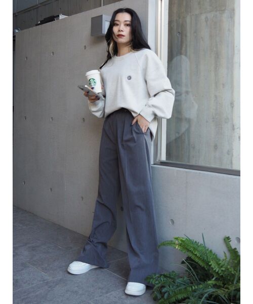 EVRIS（エヴリス）の「タックワイドパンツ【セットアップ着用可能】（その他パンツ・レディース・パープル/ブラック/グレー・SMALL/MEDIUM）」の12枚目の写真