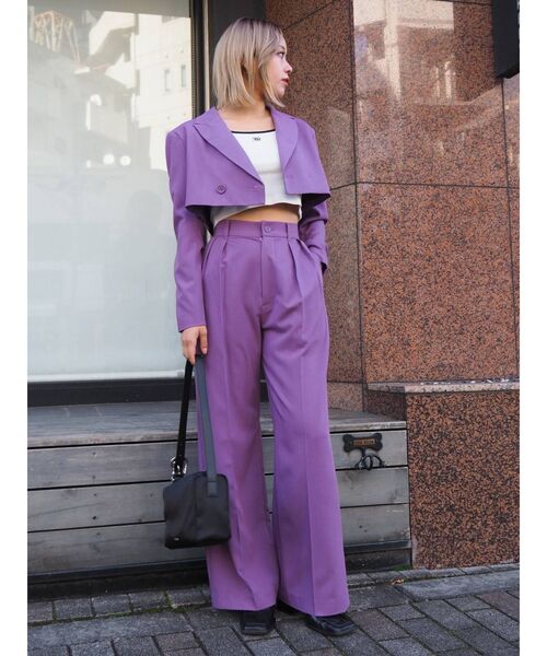 EVRIS（エヴリス）の「タックワイドパンツ【セットアップ着用可能】（その他パンツ・レディース・パープル/ブラック/グレー・SMALL/MEDIUM）」の18枚目の写真