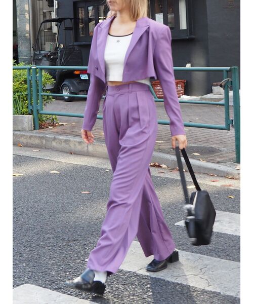 EVRIS（エヴリス）の「タックワイドパンツ【セットアップ着用可能】（その他パンツ・レディース・パープル/ブラック/グレー・SMALL/MEDIUM）」の19枚目の写真