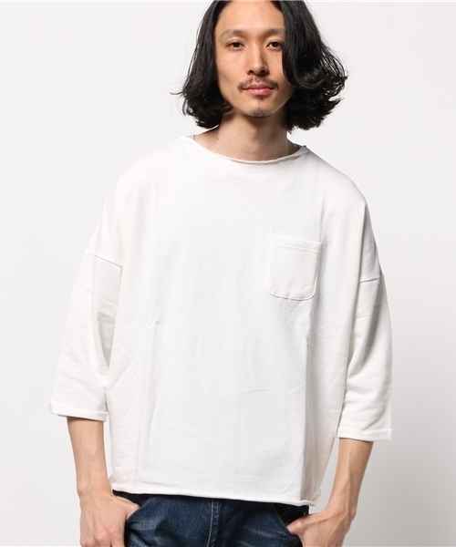 WHO'S WHO gallery（フーズフーギャラリー）の「【GIGGER】カットオフ7分T（Tシャツ/カットソー・メンズ・ホワイト/グレー・LARGE/MEDIUM）」の11枚目の写真