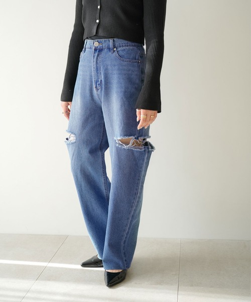 rectangle（レクタングル）の「スラッシュカットデニムパンツ（デニムパンツ・レディース・ライトブルー/ブルー/オフホワイト・SMALL/MEDIUM）」の22枚目の写真