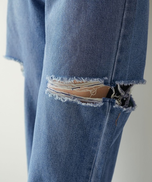 rectangle（レクタングル）の「スラッシュカットデニムパンツ（デニムパンツ・レディース・ライトブルー/ブルー/オフホワイト・SMALL/MEDIUM）」の9枚目の写真