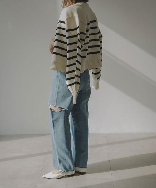 rectangle（レクタングル）の「スラッシュカットデニムパンツ（デニムパンツ・レディース・ライトブルー/ブルー/オフホワイト・SMALL/MEDIUM）」の17枚目の写真