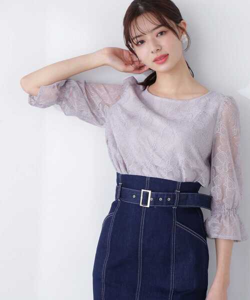 PROPORTION BODY DRESSING（プロポーションボディドレッシング）の「チュールエンブロイダリーブラウス / 1213110306（シャツ/ブラウス・レディース・ピンク/グレー/カーキ・MEDIUM/SMALL）」の16枚目の写真