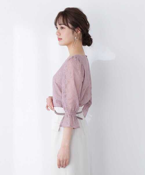 PROPORTION BODY DRESSING（プロポーションボディドレッシング）の「チュールエンブロイダリーブラウス / 1213110306（シャツ/ブラウス・レディース・ピンク/グレー/カーキ・MEDIUM/SMALL）」の5枚目の写真