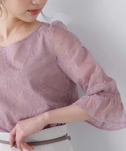PROPORTION BODY DRESSING（プロポーションボディドレッシング）の「チュールエンブロイダリーブラウス / 1213110306（シャツ/ブラウス・レディース・ピンク/グレー/カーキ・MEDIUM/SMALL）」の7枚目の写真