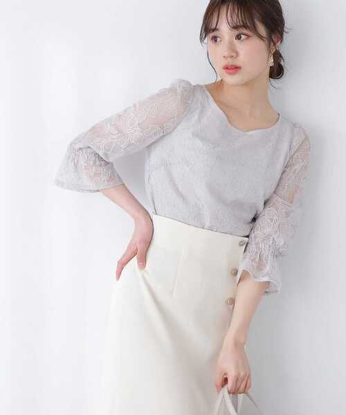 PROPORTION BODY DRESSING（プロポーションボディドレッシング）の「チュールエンブロイダリーブラウス / 1213110306（シャツ/ブラウス・レディース・ピンク/グレー/カーキ・MEDIUM/SMALL）」の12枚目の写真