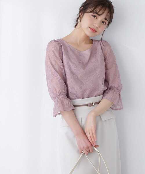 PROPORTION BODY DRESSING（プロポーションボディドレッシング）の「チュールエンブロイダリーブラウス / 1213110306（シャツ/ブラウス・レディース・ピンク/グレー/カーキ・MEDIUM/SMALL）」の3枚目の写真