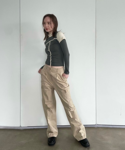 Didot.showroom（ディドット ショールーム）の「レイヤードボトルネックラインT（Tシャツ/カットソー・レディース・カーキ/チャコール/ホワイト・FREE）」の22枚目の写真