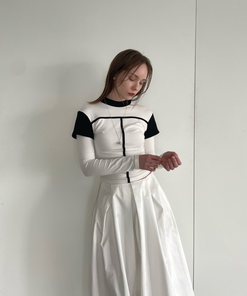 Didot.showroom（ディドット ショールーム）の「レイヤードボトルネックラインT（Tシャツ/カットソー・レディース・カーキ/チャコール/ホワイト・FREE）」の4枚目の写真