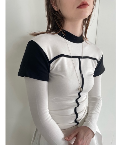 Didot.showroom（ディドット ショールーム）の「レイヤードボトルネックラインT（Tシャツ/カットソー・レディース・カーキ/チャコール/ホワイト・FREE）」の11枚目の写真