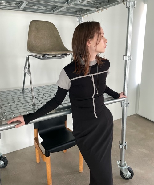 Didot.showroom（ディドット ショールーム）の「レイヤードボトルネックラインT（Tシャツ/カットソー・レディース・カーキ/チャコール/ホワイト・FREE）」の12枚目の写真