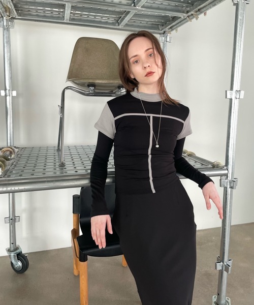 Didot.showroom（ディドット ショールーム）の「レイヤードボトルネックラインT（Tシャツ/カットソー・レディース・カーキ/チャコール/ホワイト・FREE）」の14枚目の写真